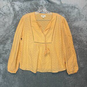 Style Co Women Cottagecore Boho Chic Cropped Balloon Sleeve Eyelet Top L Orange